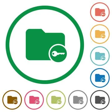 Secure directory flat icons with outlines Illustration