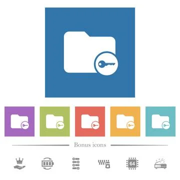 Secure directory flat white icons in square backgrounds Stock Illustration