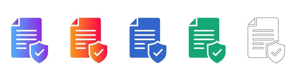 Secure Document and Data Protection Icon Set Stock Illustration