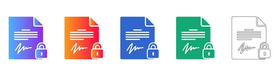 Secure Document and Data Protection Icons イラスト素材
