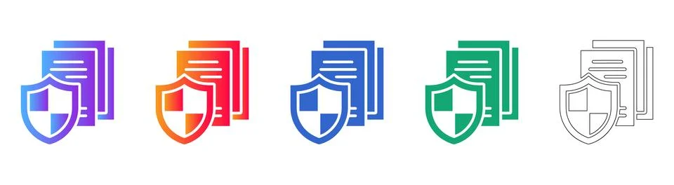Secure Document and Data Protection Icons Illustrazione stock