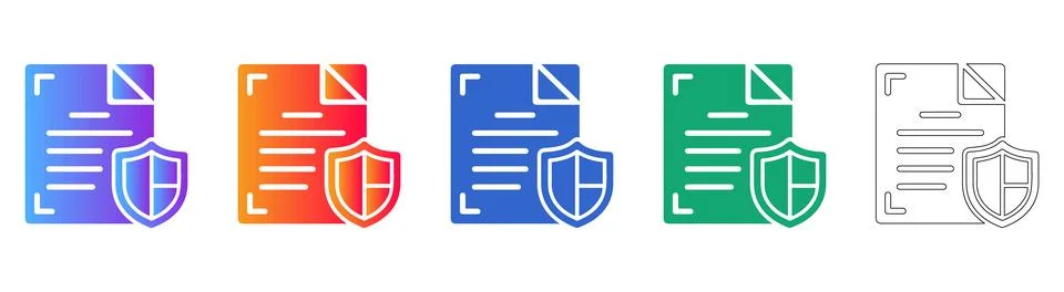 Secure Document and Data Protection Icon Set Illustrazione stock