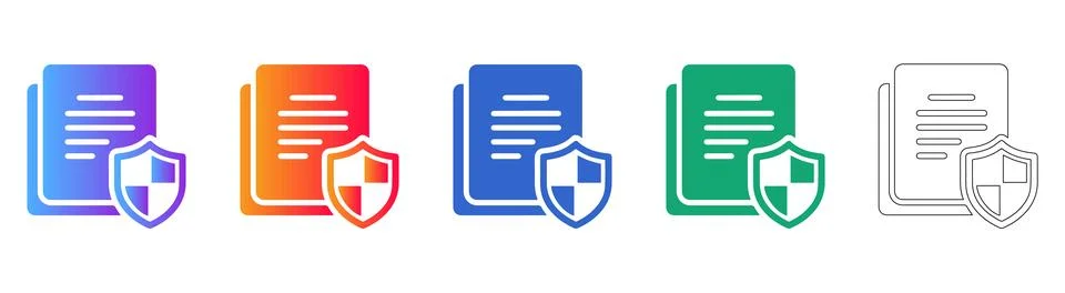 Secure Document and File Protection Icons 库存插图