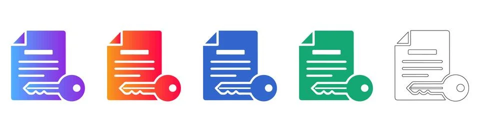 Secure Document and Key Access Icons イラスト素材