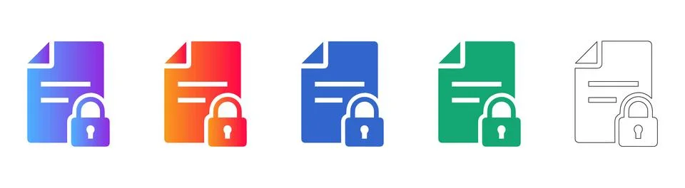 Secure Document and Privacy Icon Set Stock Illustration