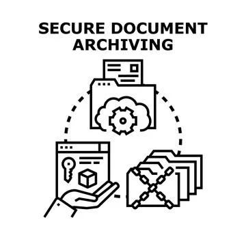 Secure document archiving, protection and cloud storage イラスト素材