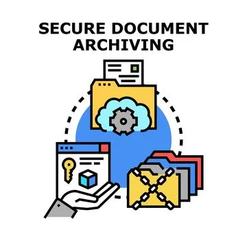 Secure document archiving, protection and cloud storage Stock Illustration