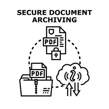 Secure document archiving transferring files to cloud storage 스톡 일러스트