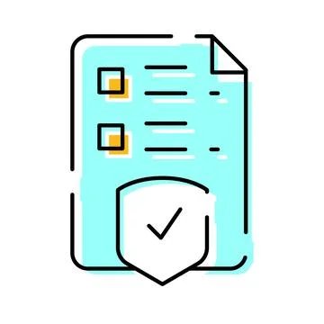 Secure document with checklist and approved shield Stock Illustration