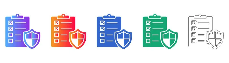 Secure Document Checklist Icons Stock Illustration