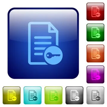 Secure document color square buttons Illustration