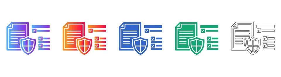 Secure Document Compliance Report Icons Stock Illustration