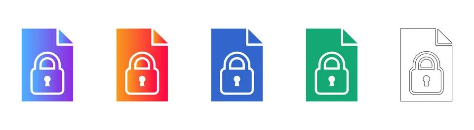 Secure Document File Icon Set in Multiple Styles イラスト素材