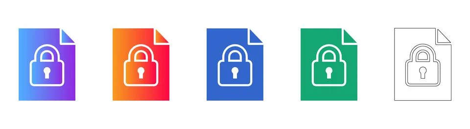 Secure Document File Icons with Padlock Symbol イラスト素材