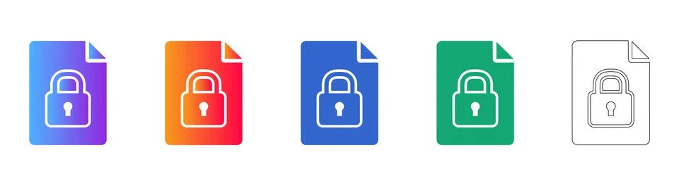 Secure Document File Icons Set イラスト素材
