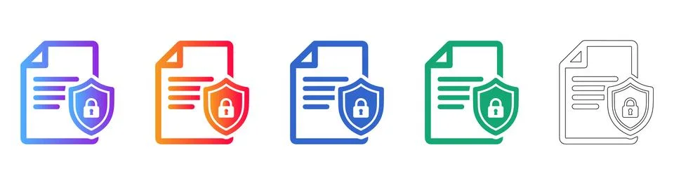 Secure Document File Protection Icons イラスト素材
