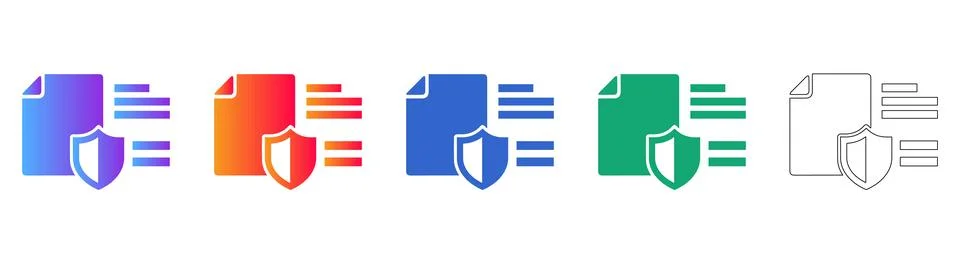 Secure Document File Protection Icons イラスト素材