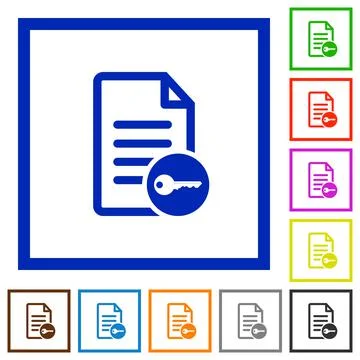 Secure document flat framed icons Stock Illustration