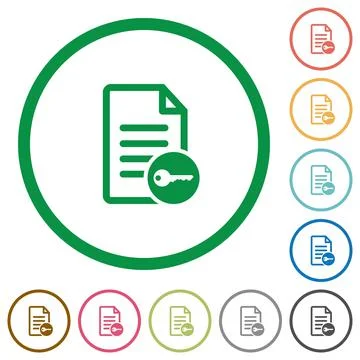 Secure document flat icons with outlines Illustration