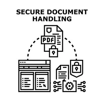 Secure document handling and digital data protection concept Stock Illustration