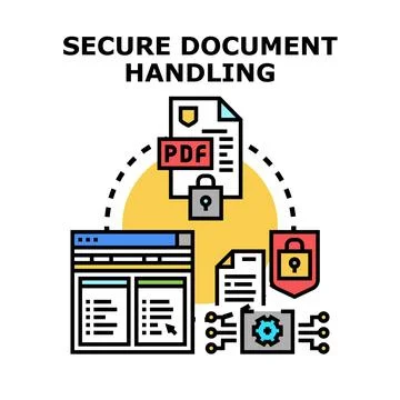 Secure document handling and digital data protection concept Stock Illustration