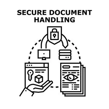 Secure document handling process ensuring data protection and privacy Stock Illustration