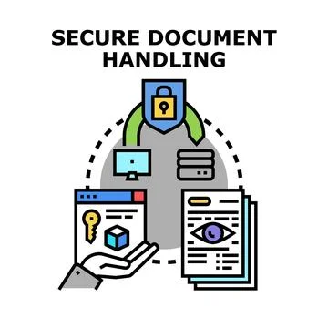 Secure document handling process ensuring data protection and privacy Illustrazione stock
