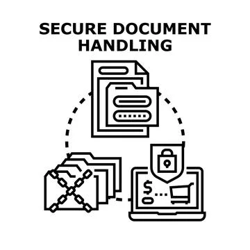 Secure document handling protecting confidential data information Stock Illustration