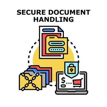Secure document handling protecting confidential data information Stock Illustration