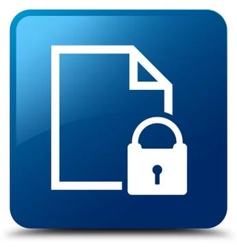 Secure document icon blue square button Ilustración de archivo