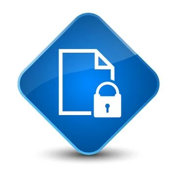 Secure document icon elegant blue diamond button Ilustración de archivo
