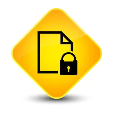 Secure document icon elegant yellow diamond button Illustrazione stock