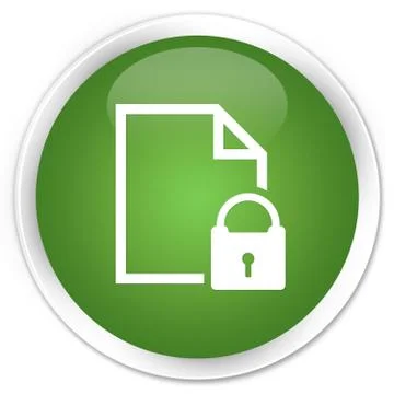 Secure document icon premium soft green round button Stock Illustration