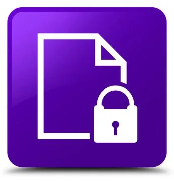 Secure document icon purple square button Ilustración de archivo