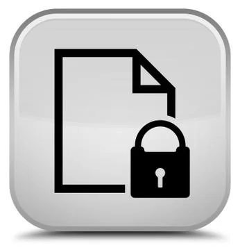 Secure document icon special white square button Ilustración de archivo