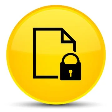 Secure document icon special yellow round button Ilustración de archivo