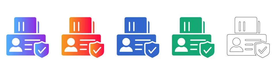 Secure Document Identity Icon Set Ilustración de archivo