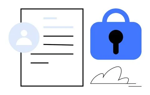 Secure Document with Lock Symbol for Data Protection and Privacy イラスト素材