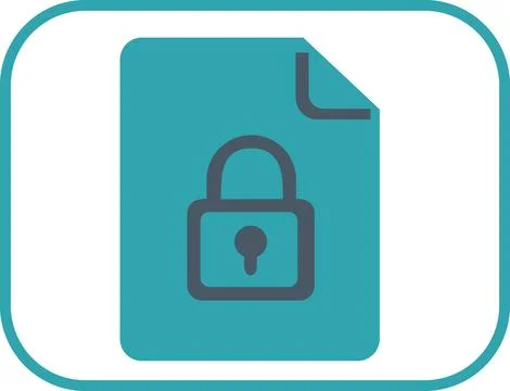 Secure document locked file flat icon Stock Illustration