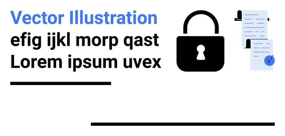 Secure Document Management Icon with Padlock and Signed Papers Stock Illustration