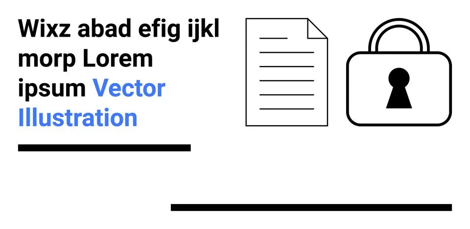 Secure Document Management with Lock and Paper for Data Protection and Privac イラスト素材