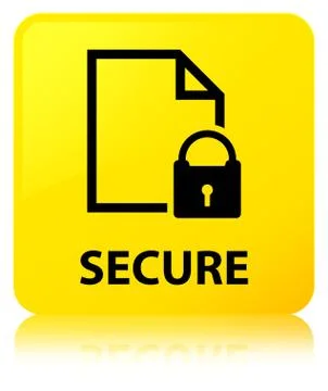Secure (document page padlock icon) yellow square button Illustrazione stock