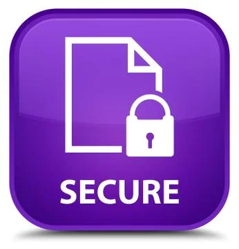 Secure (document page padlock icon) special purple square button Ilustración de archivo