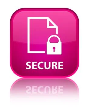 Secure (document page padlock icon) special pink square button Stock Illustration