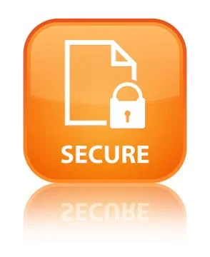 Secure (document page padlock icon) special orange square button Illustrazione stock