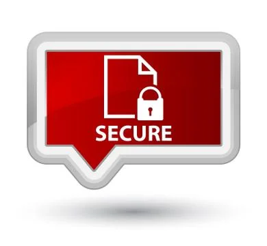 Secure (document page padlock icon) prime red banner button Stock Illustration