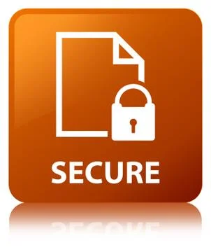 Secure (document page padlock icon) brown square button Illustrazione stock