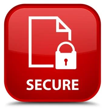 Secure (document page padlock icon) special red square button Illustrazione stock