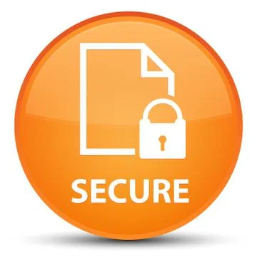 Secure (document page padlock icon) special orange round button Illustrazione stock