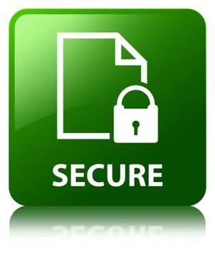 Secure (document page padlock icon) green square button Ilustración de archivo